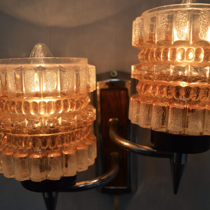 Midcentury Wall Lamp Glass / Chrome / Teak #L1764 - Image 4