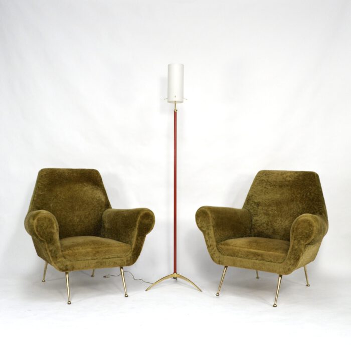 STILNOVO attributed Brass / Opaline Floor Lamp - Italy, 1950's - #L1667 - Image 9