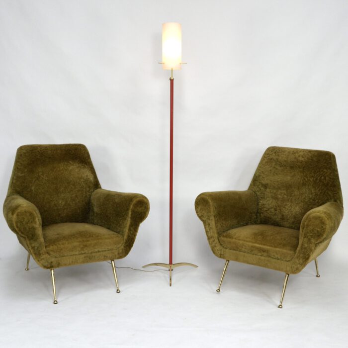 STILNOVO attributed Brass / Opaline Floor Lamp - Italy, 1950's - #L1667 - Image 5