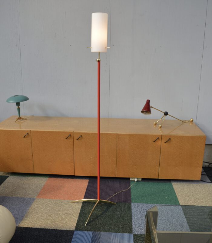 STILNOVO attributed Brass / Opaline Floor Lamp - Italy, 1950's - #L1667 - Image 6