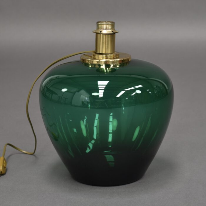 Italian Table Lamp in Emerald Green Glass and Brass - 1970's | #L1995 - Image 6