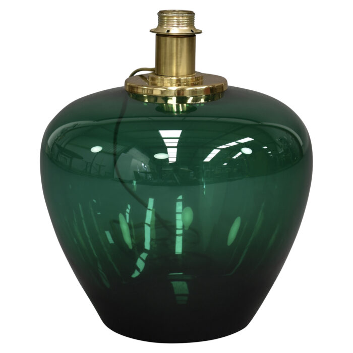 Italian Table Lamp in Emerald Green Glass and Brass - 1970's | #L1995
