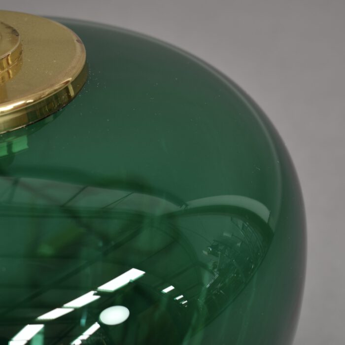 Italian Table Lamp in Emerald Green Glass and Brass - 1970's | #L1995 - Image 8