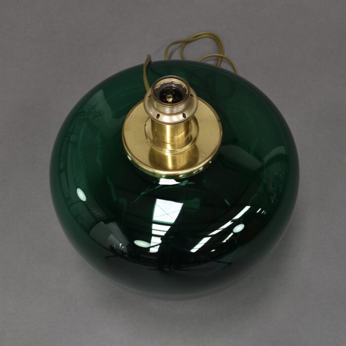 Italian Table Lamp in Emerald Green Glass and Brass - 1970's | #L1995 - Image 3