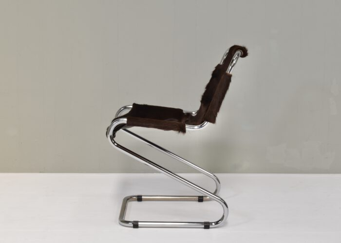 Italian desk / dining chair in Cowhide and Chrome - Italy, 1970s | #S12407 - Image 3