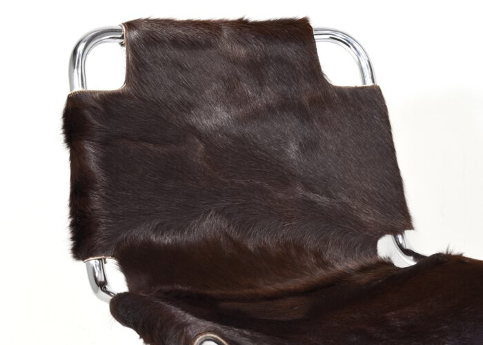 Italian desk / dining chair in Cowhide and Chrome - Italy, 1970s | #S12407 - Image 12